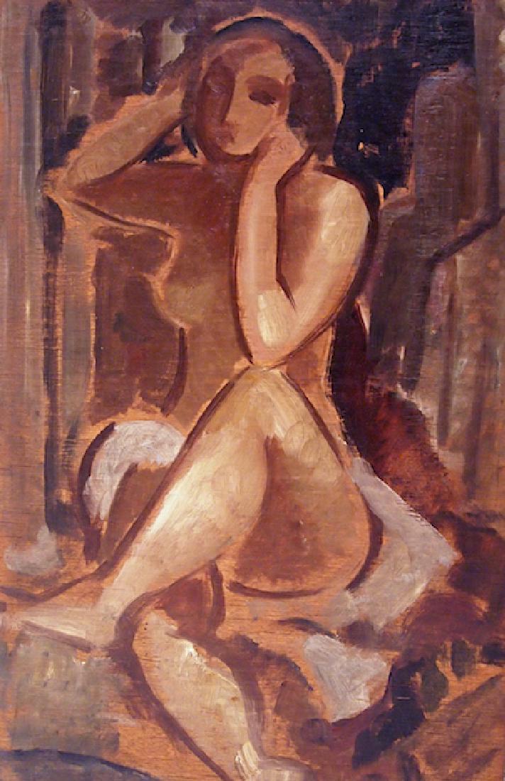 John Buckland-Wright (1897-1954) Nude oil painting: Artist: John Buckland-Wright (British, 1897-1954) Title: Nude Medium: oil on wood panel Size: 14 X 8.85-inches (35.5 X 22.5 cm) Date: 1933 circa