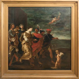 Italian Old Master Mythological LARGE Painting: Artist: Old Master 18th century Title: Medium: Oil on canvas Size: 41 x 39 1/4 inches (104 x 99.7 cm) canvas size Date: Probably mid 1700's. VERY LARGE SIZE and Great Quality