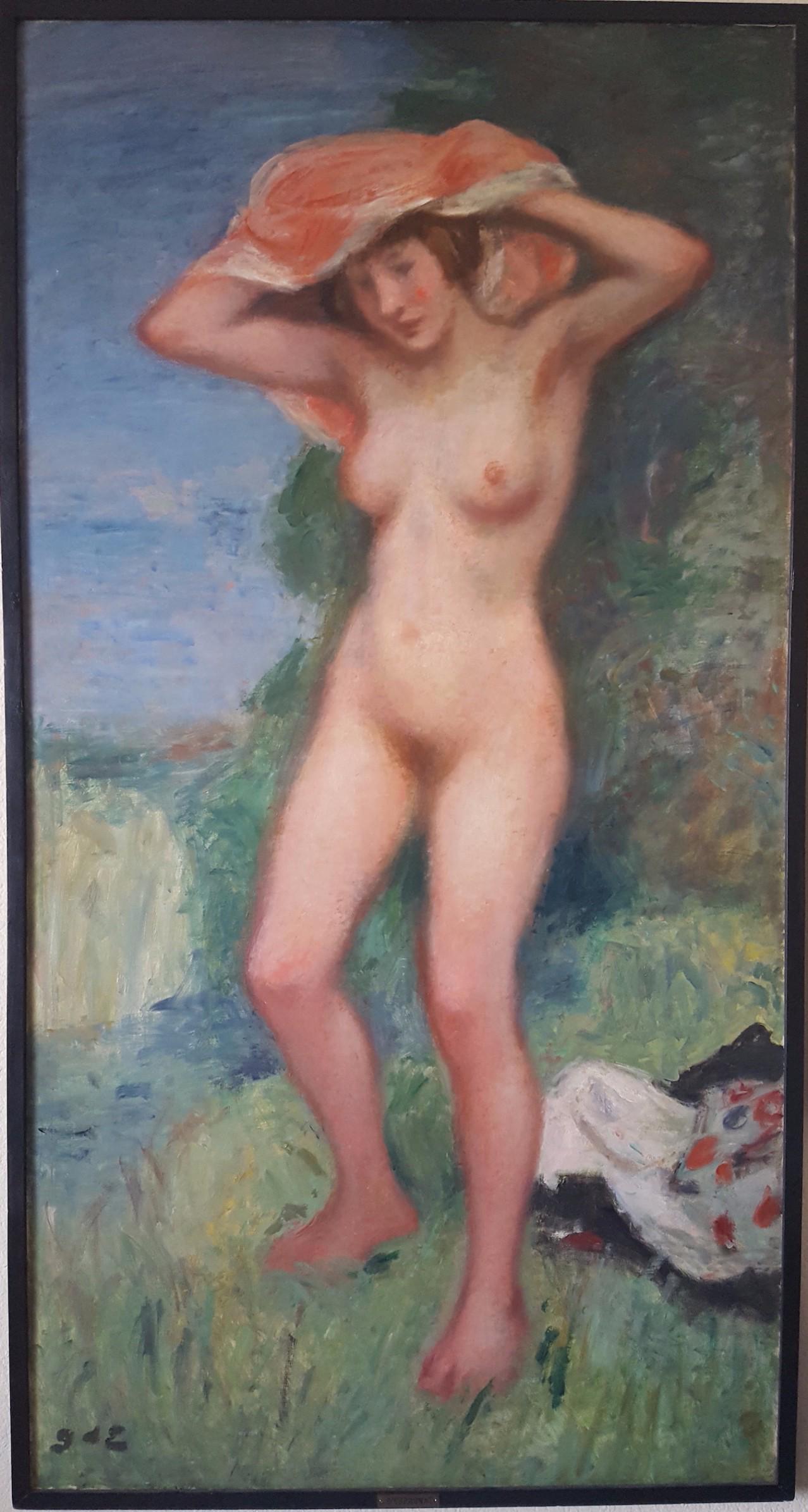 Georges D'Espagnat French Impressionist Nude LARGE: Artist: Georges D'Espagnat (1870-1950) Title: Femme Nue Medium: Oil on Canvas Size: 33” x 64” (84 x 162.5 cm) approximate canvas size Date: Notes: Superb quality, LARGE - nearly life-size