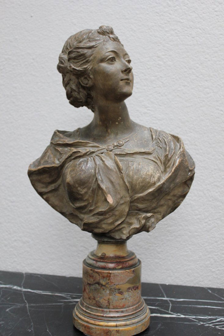 French Sculpture of a Lady 19th century on marble base (1 of 3)
