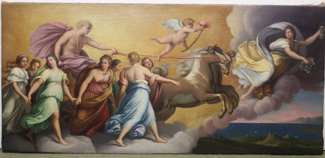 Continental School Old Master Mythological: Artist: Continental School Title: Medium: Oil on Canvas Size: Approx. 16" x 34 1/2" inches Date: 1790 circa. recently cleaned and lined