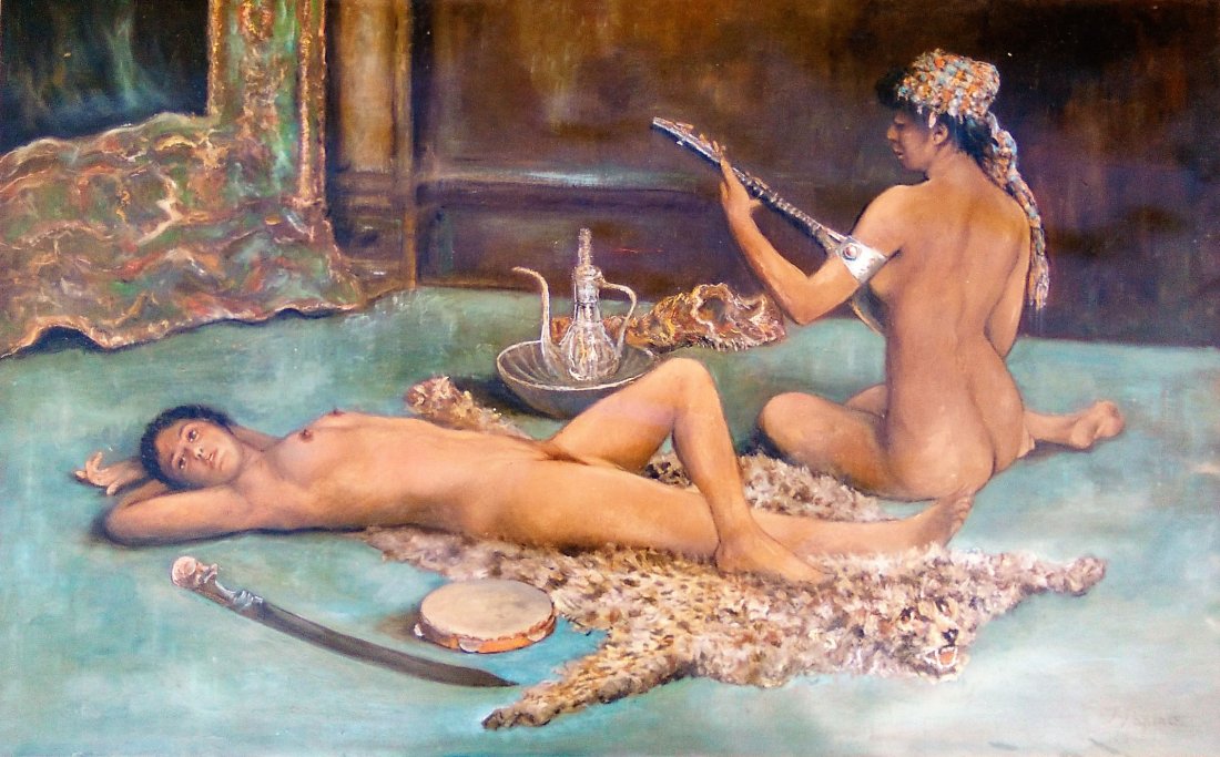 Orientalist Female Nudes painting Italian (1 of 3)