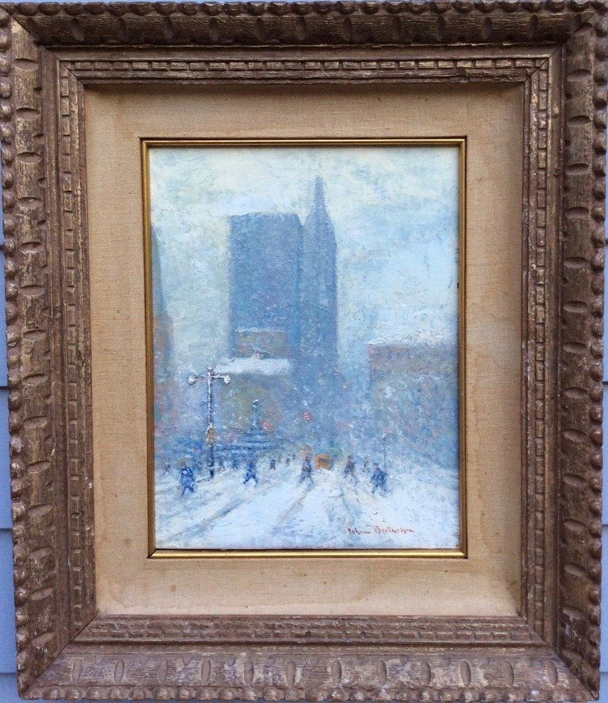 Johann Berthelsen (1883-1972) Snow New York Painting (1 of 3)