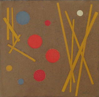 Lolo Soldevilla (1901-1971) Cuban Modern Abstract: Artist: Lolo Soldevilla (1901 - 1971) Title: "Composicion"Size: 12" x 11 3/4" inchesMedium: collage on paper mounted on wood panelDate: 1956 Signed: Lolo (in pencil lower left) Provenance: Private