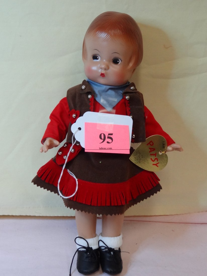 12'' PATSY DOLL BY EFFANBEE, DRESSED IN A COUNTRY W: 12'' PATSY DOLL BY EFFANBEE, DRESSED IN A COUNTRY WESTERN OUTFIT. HARD PLASTIC MOLDED HEAD, COMPOSITION JOINTED BODY
