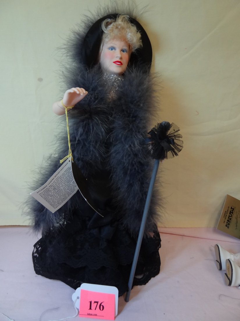 17'' EFFANBEE'S THE FOURTH LEGENDARY SERIES MAY WE: 17'' EFFANBEE'S THE FOURTH LEGENDARY SERIES MAY WEST ''COME UP AND SEE ME SOMETIME'', PLASTIC,FEATHER BOA, PAINTED BLUE EYES AND FACE, BLONDE HAIR, WITH AMAZING GOWN, JEWELS, AND WALKING STICK