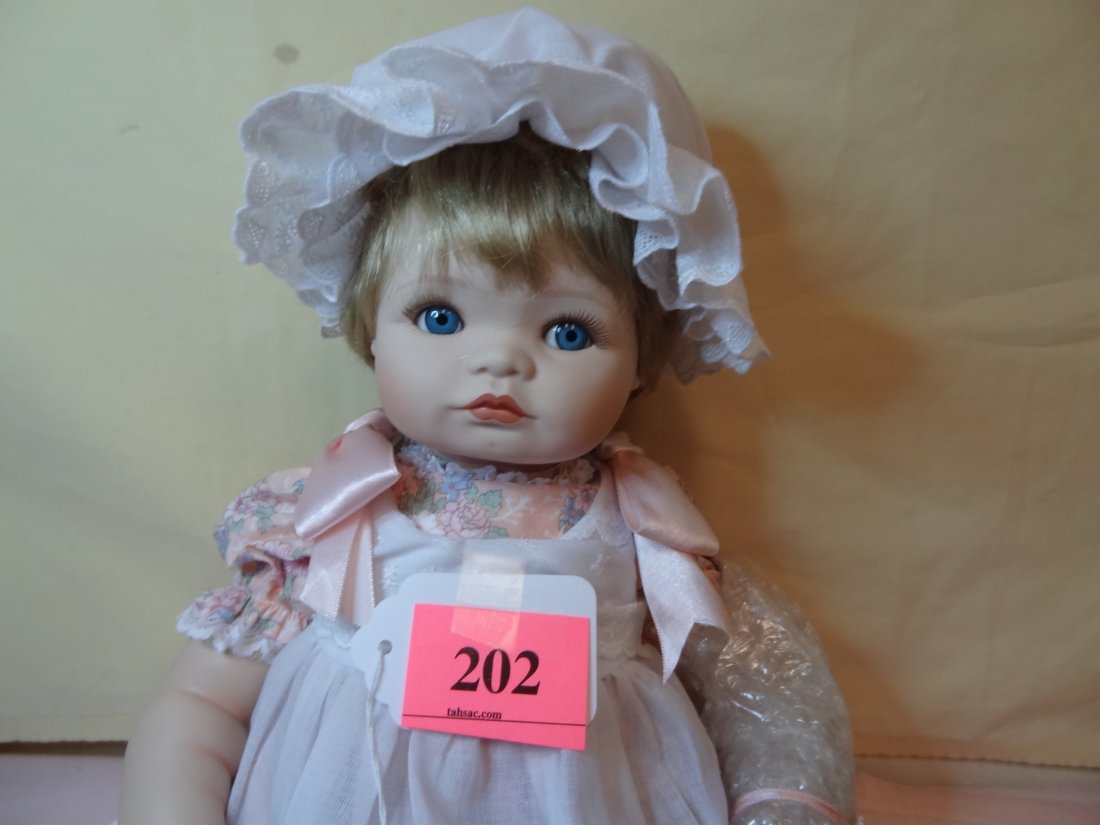 20'' CONNIE WALSER DEREK DESIGN FROM THE HAMILTON : 20'' CONNIE WALSER DEREK DESIGN FROM THE HAMILTON COLLECTION ''JESSICA'' BISQUE HEAD AND LIMBS, SOFT BODY, BLONDE HAIR, BLUE GLASS EYES, ADORABLE COSTUME, NEW IN BOX