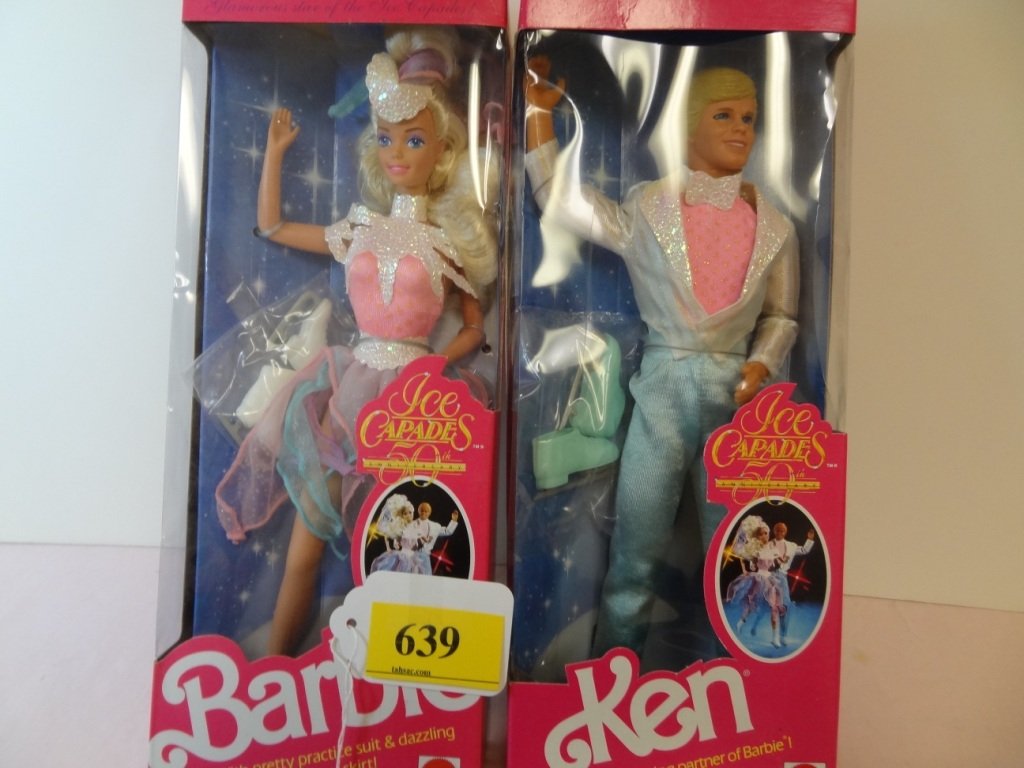 TWO MATTEL ''ICE CAPADES 50TH ANNIVERSARY'' MINT I: TWO MATTEL ''ICE CAPADES 50TH ANNIVERSARY'' MINT IN BOX BARBIE AND KEN DOLLS FROM 1989, ICE SKATES INCLUDED