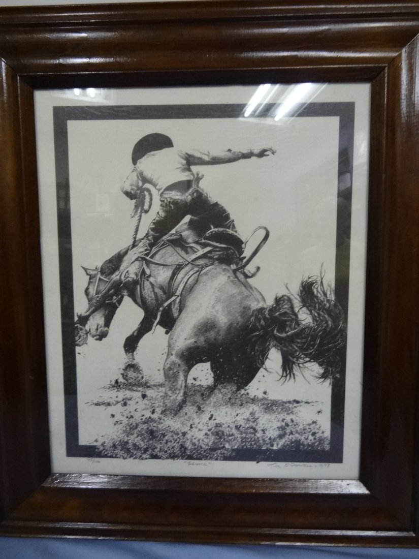 FRAMED PRINT BY TIM O'DONNEL ''BRONCO'' #95/100 IMAGE S: FRAMED PRINT BY TIM O'DONNEL ''BRONCO'' #95/100 IMAGE SIZE 10 1/2'' X 13'' FRAME SIZE 17'' X 20''