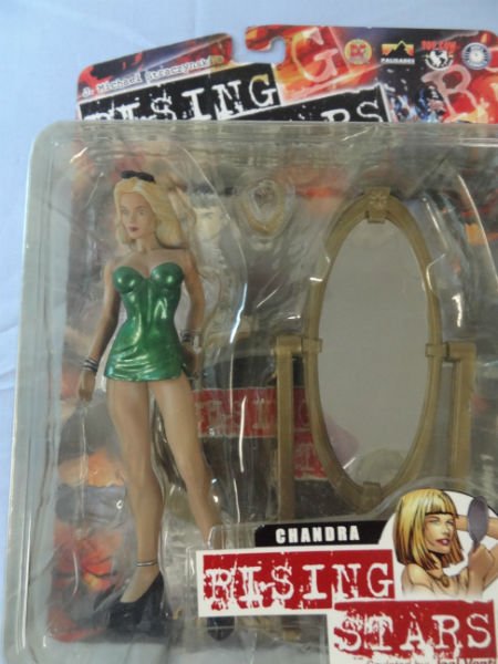 RISING STARS, SERIES I, ACTION FIGURE: CHANDRA WEARING: RISING STARS, SERIES I, ACTION FIGURE: CHANDRA WEARING GREEN DRESS. SCULPTED BY JOEL VENTI. TOP COW AND PALISADES, CIRCA 2000. NEW IN CARTON, CARTON IN GOOD CONDITION. INTENDED FOR MATURE COLLECTORS.