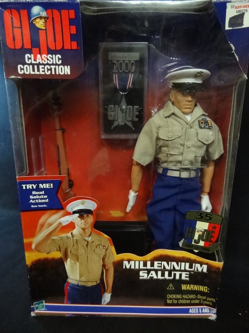 GI JOE MILLENNIUM SALUTE DOLL WITH REAL SALUTE ACTION, : GI JOE MILLENNIUM SALUTE DOLL WITH REAL SALUTE ACTION, CLASSIC COLLECTION, HASBRO INC. 1999, AGES 5+, 12'' DOLL, MINT IN BOX.