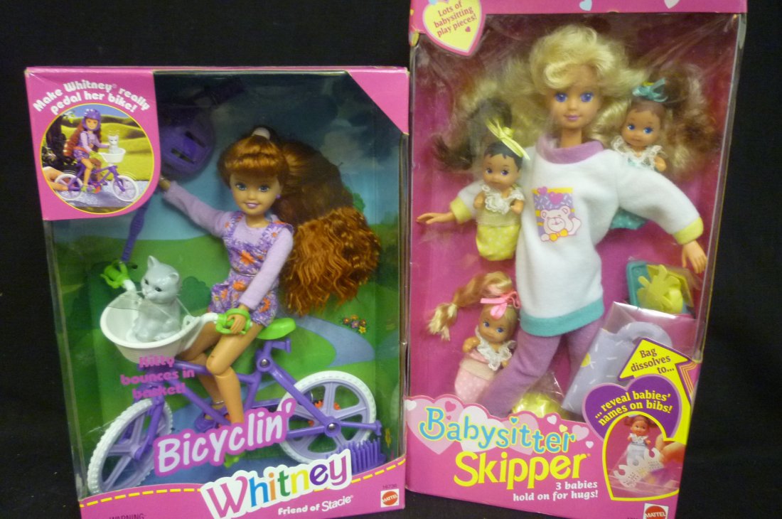 BICYCLIN' WHITNEY DOLL AND BABYSITTER SKIPPER DOLL, MIB: BICYCLIN' WHITNEY DOLL AND BABYSITTER SKIPPER DOLL, MIB.