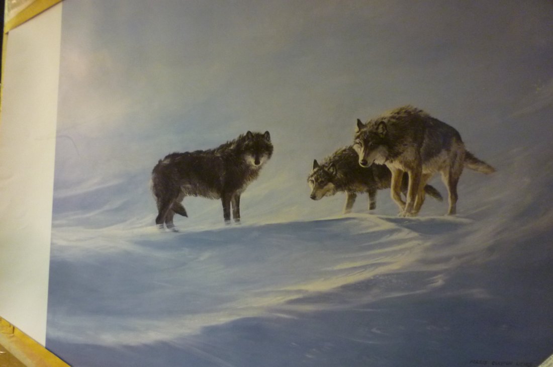 PERSIS CLAYTON WEIRS, WINDSWEPT-WOLVES, UNFRAMED ARTIST: PERSIS CLAYTON WEIRS, WINDSWEPT-WOLVES, UNFRAMED ARTIST PRINT 28/85, 26'' X 23''. ARTIST SIGNED, 1983
