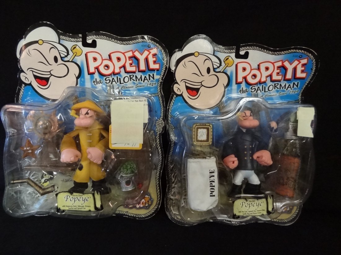 MEZCO PEA COAT POPEYE THE SAILORMAN 5'' ACTION FIGURE A: MEZCO PEA COAT POPEYE THE SAILORMAN 5'' ACTION FIGURE AND STORM GEAR POPEYE THE SAILORMAN 5'' ACTION FIGURE.