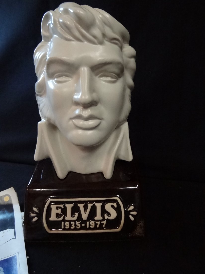 MCCORMICK ELVIS BUST COMMEMORATIVE DECANTER, 10 1/2'' T: MCCORMICK ELVIS BUST COMMEMORATIVE DECANTER, 10 1/2'' TALL, NO BOX.