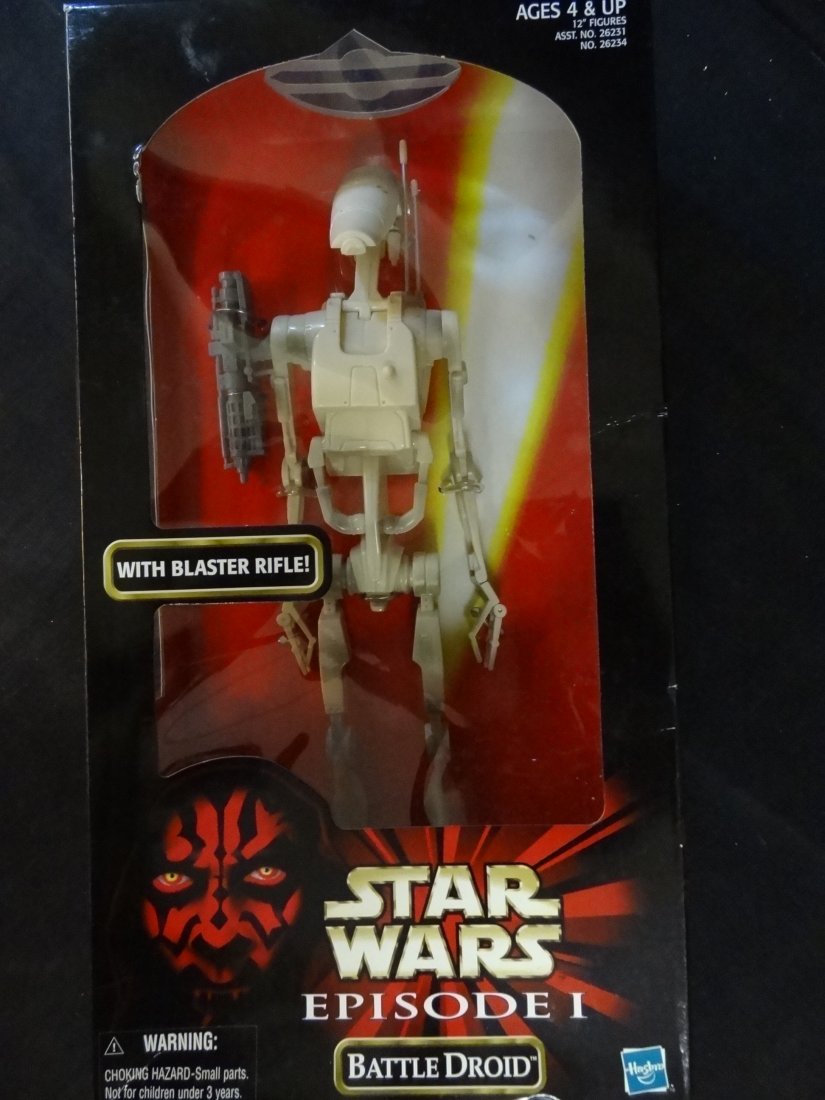 STAR WARS EPISODE I BATTLE DROID WITH BLASTER RIFLE, HA: STAR WARS EPISODE I BATTLE DROID WITH BLASTER RIFLE, HASBRO, INC. 1999, AES 4+