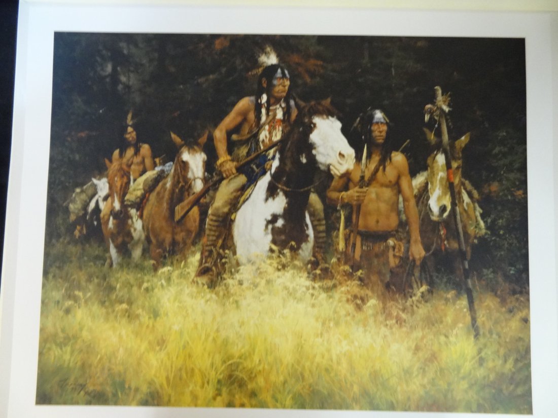 HOWARD TERPNING ''THE WARNING'' UNFRAMED PRINT 830/1000: HOWARD TERPNING ''THE WARNING'' UNFRAMED PRINT 830/1000, CIRCA 1984 ART SIZE 28'' X 21 1/2'', ARTIST SIGNED.
