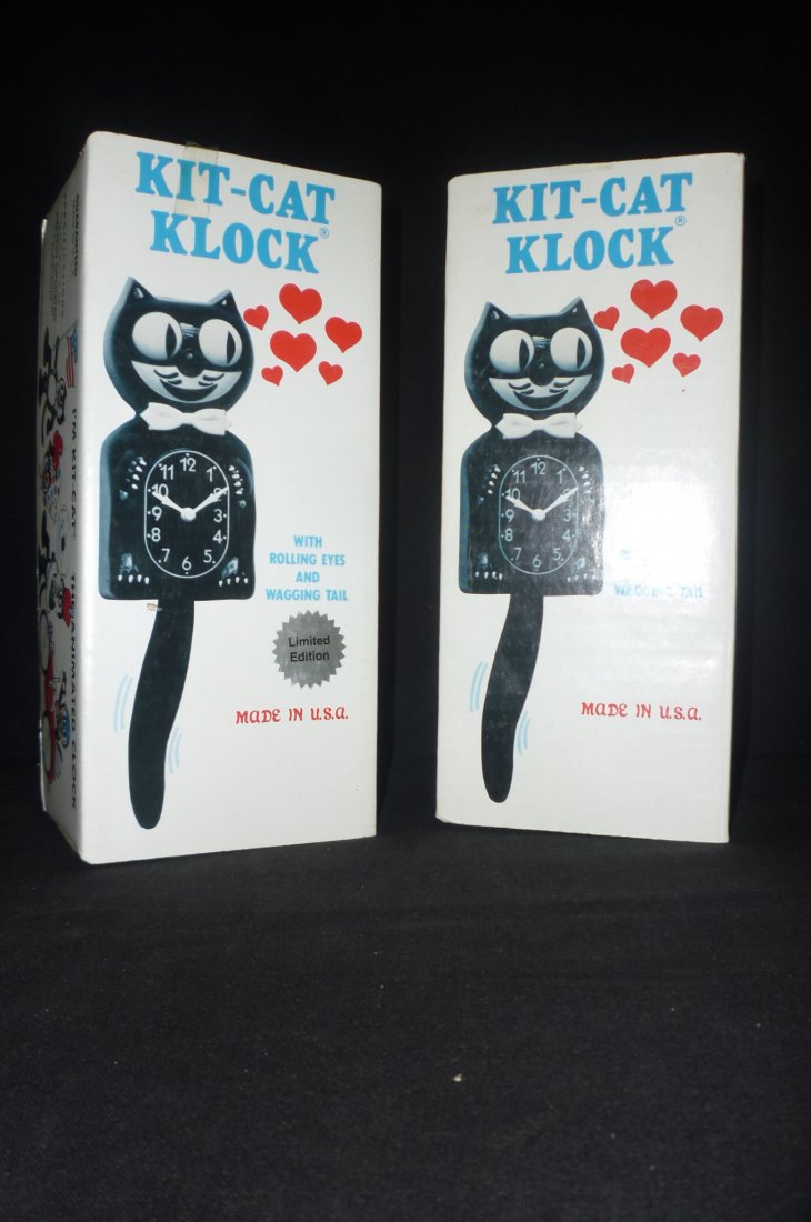 2 KIT KAT KLOCK. NIB. ROLLING EYES.: 2 KIT KAT KLOCK. NIB. ROLLING EYES.