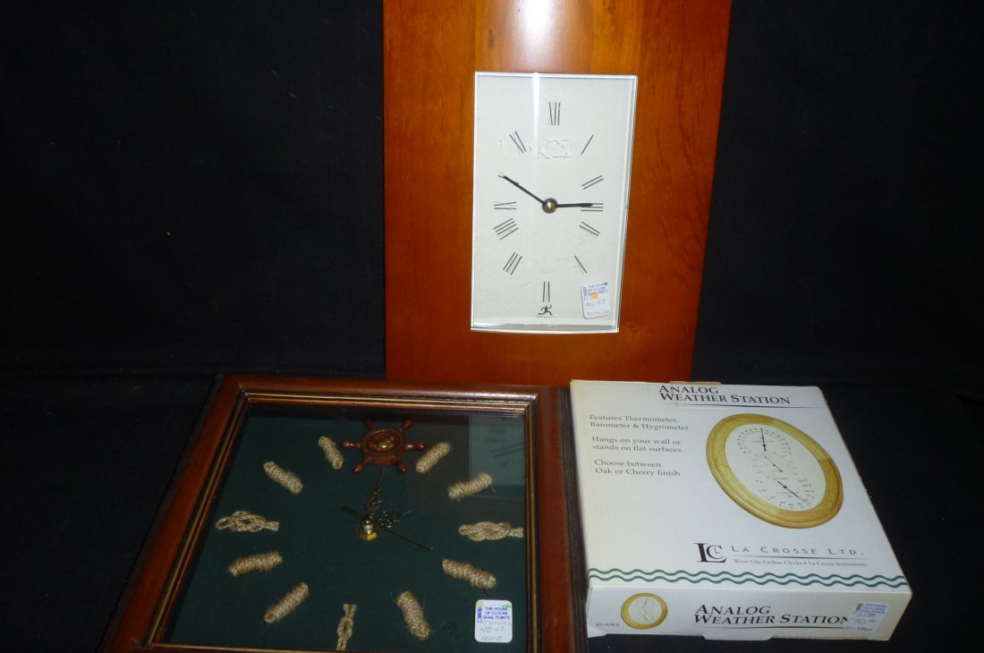 3 WALL CLOCKS / WEATHER STATION. LA CROSSE LTD.: 3 WALL CLOCKS / WEATHER STATION. LA CROSSE LTD.