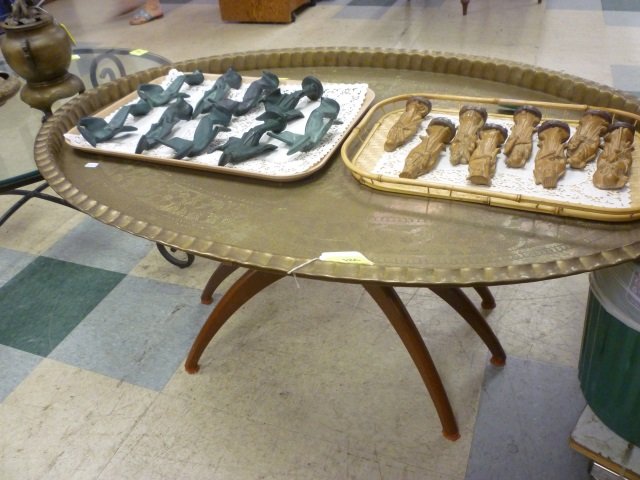 COFFEE TABLE: LARGE METAL TRAY WITH BASE: COFFEE TABLE: LARGE METAL TRAY WITH BASE