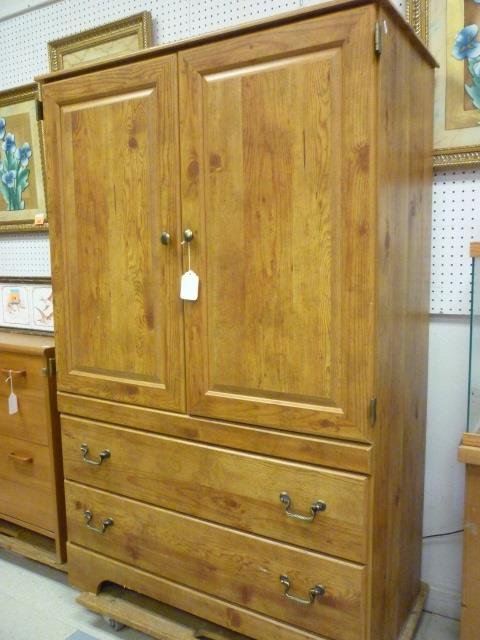 ARMOIR: 2 DRAWERS, HOLE CUT IN BACK FOR TELEVISION: WIRES