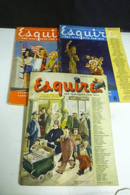 VINTAGE ESQUIRE MAGAZINES WITH VARGA GIRL FOLD OUT PAGE: FOLD OUT PAGES. JULY 1944, DEC. 1944, AND MARCH 1946