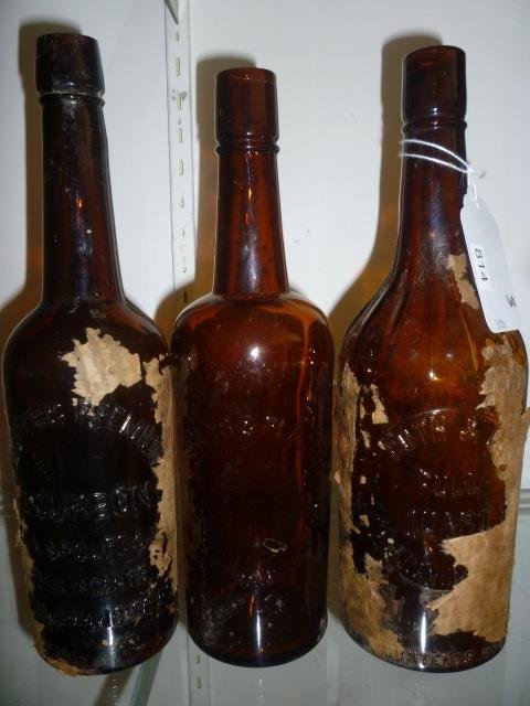 ANTIQUE BOTTLES: SLATER'S PREMIUM BOURBON JOHN SPROUFE: SPROUFE AND CO SOLE AGENTS SAN FRANCISCO, SIEBE BROS & PLAGEMANN SAN FRANCISCO, ROTH & CO SAN FRANCISCO