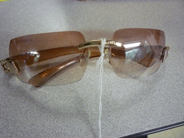 CHANEL SUNGLASSES: CH 005 SGD/BRWN 59 16 SILVER TONED: SILVER TONED DETAILING.