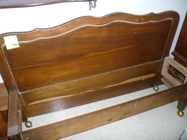 TWIN BED FRAME: WOODEN BED FRAME, ON WHEELS: WOODEN BED FRAME, ON WHEELS