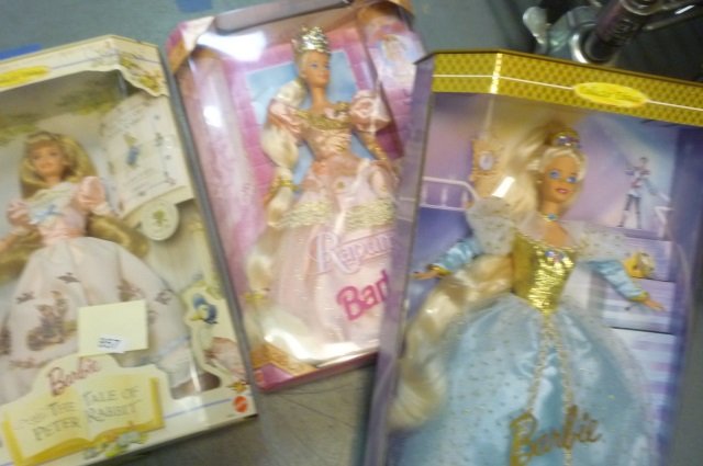 BARBIES: TALE OF PETER RABBIT STORY BOOK DOLL,: CINDERELLA, AND RAPUNZEL