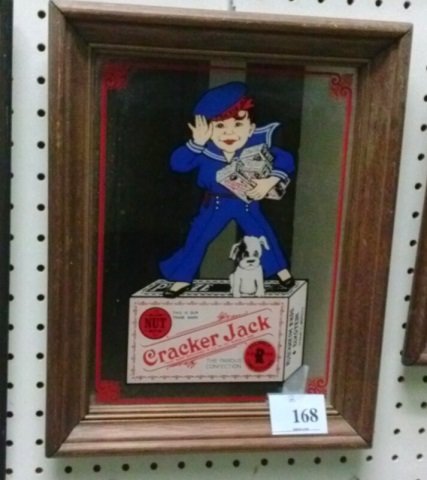 2 ADVERTISING MIRRORS CRACKER JACK AND VICTOR HIS MASTE: VICTOR HIS MASTER'S VOICE