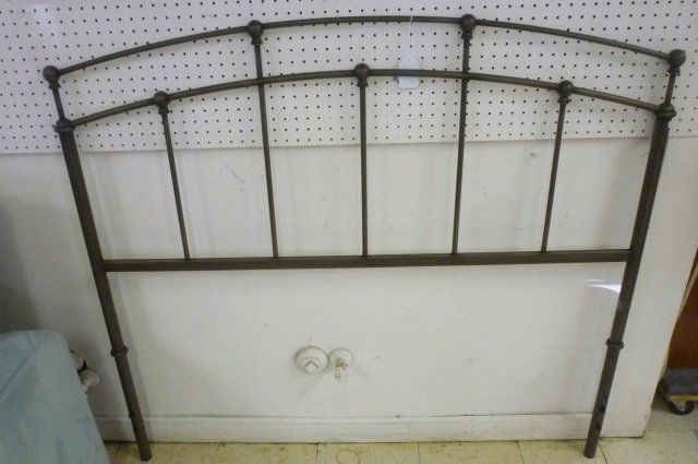 METAL HEADBOARD, FULL SIZE WITH FRAME DARK GUN METAL GR: DARK GUN METAL GREY IN COLOR, APPROX 4'1" TALL