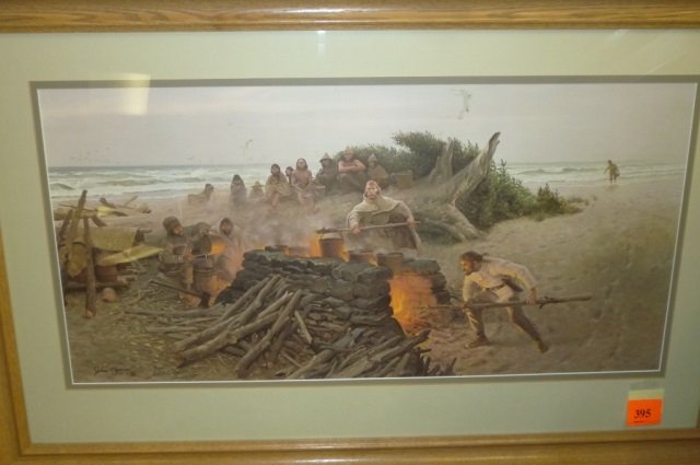 JOHN CLYMER PRINT "SALT MAKERS" EXPLORERS SERIES WITH: EXPLORERS SERIES WITH CC 612/750 42" X 28"