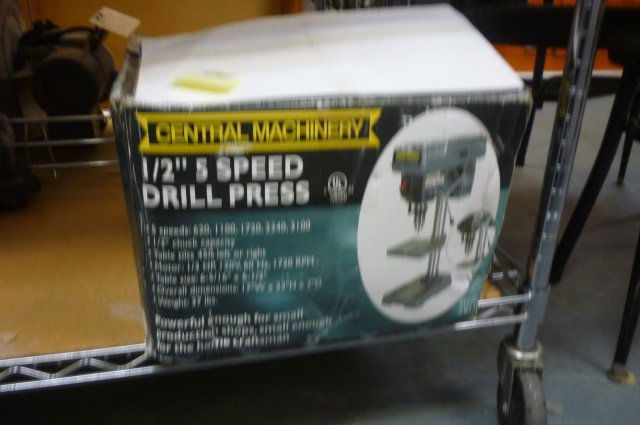 DRILL PRESS 1/2' 5-SPEED DRILL PRESS BY CENTRAL: 1/2' 5-SPEED DRILL PRESS BY CENTRAL MACHINERY