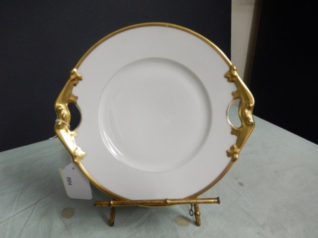 LIMOGES PLATE LIMOGES PLATE WITH GOLD TRIM. MARKED: LIMOGES PLATE WITH GOLD TRIM. MARKED "B&C, FRANCE, L. BERNARDAUD & C, LIMOGES" ON BACK. APPROX 11' X 10'