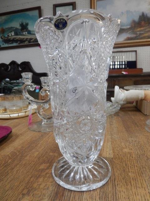 Bohemia Crystal Vase Nice Design Approx 10 Tall Jan 05 2014