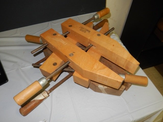 3 WOOD VICES EACH IS APPROX 18" X 14": EACH IS APPROX 18" X 14"
