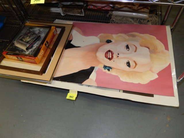 MARILYN MONROE COLLECTIBLES SHELF LOT INCLUDES: SHELF LOT INCLUDES PICTURES, PUZZLES AND MORE!