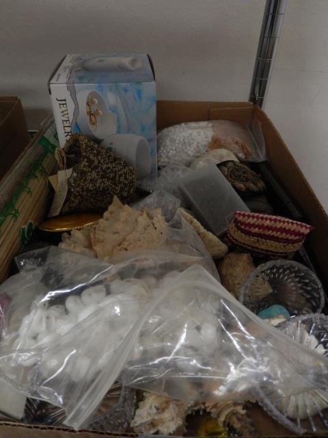 BEADS & SEASHELLS BOX LOT CONTAINS ASSORTED BEADS, SEA: BOX LOT CONTAINS ASSORTED BEADS, SEA SHELLS AND MORE!