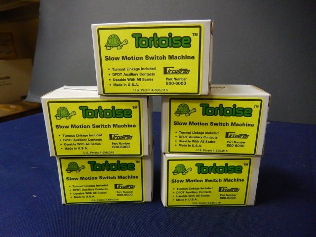 5 TORTOISE SLOW MOTION SWITCH MACHINES: EACH IS NEW IN BOX