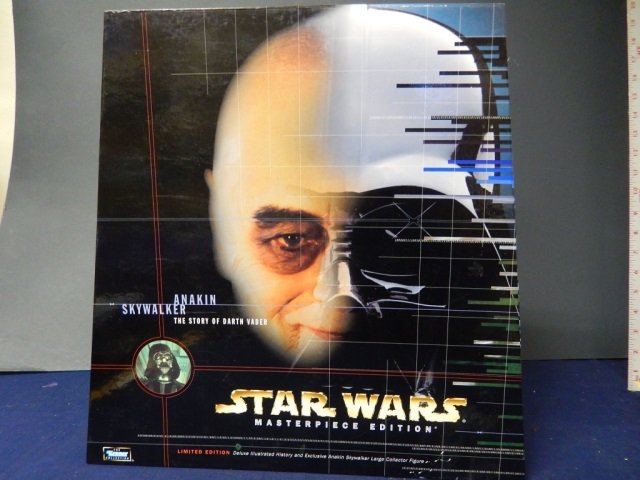 STAR WARS MASTERPIECE EDITION: NEW IN BOX. LOT INCLUDES: AN ACTION FIGURE OF ANAKIN SKYWALKER IS 12" TALL AND COMES WITH A BOOK ON THE STORY OF DARTH VADER