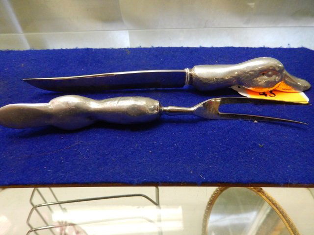 GERMAN & PA STEEL CUTLERY: LOT INCLUDES ONE KNIFE MARKED "COLUMBIA, PENNSYLVANIA, SOLINGEN, GERMANY, CHROME STEEL, HAND FORGED" ON BLADE. KNIFE WAS A DUCK HEAD. LOT ALSO INCLUDES ONE OTHER PIECE MARKED "CHROME STEEL GERMANY" ON