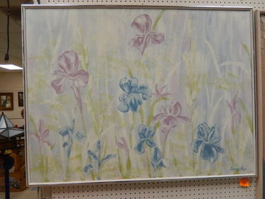 Signed Dennis Blair Large Floral Canvas Painting Feb 16 2014
