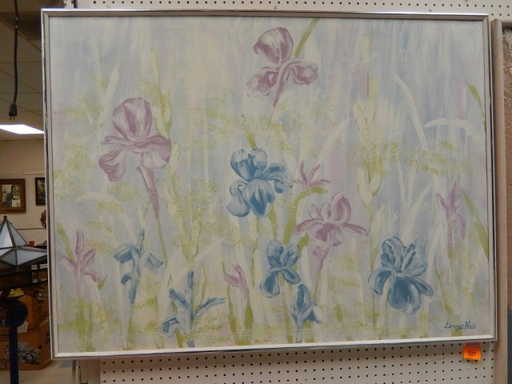 signed dennis blair large floral canvas painting