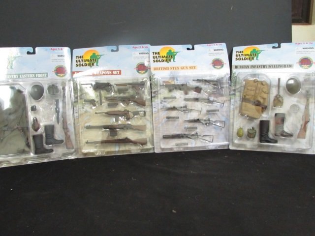 THE ULTIMATE SOLDIER ACCESSORIES: ORGINAL PACKAGING U.S. WWII WEAPON SET GERMAN INFANTRY EASTERN FRONT RUSSIAN INFANTRY (STALINGRAD) BRITISH STEN GUN SET