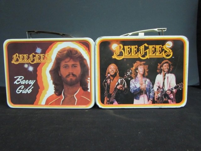 2 BEEGEES LUNCH BOXES: BARRY GIBBS PICTURE ON FRONT