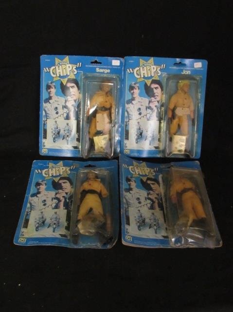 "CHIPS" FIGURES (4): ORGINAL PACKAGING IS SLIGHTLY DAMAGED PONCH SARGE (2) JON