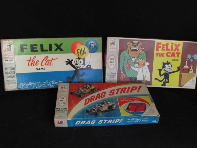 (2)FELIX THE CAT GAME & DRAG STRIP: A SKILL AND ACTION TOY (2) FELIX THE CAT BOARD GAME