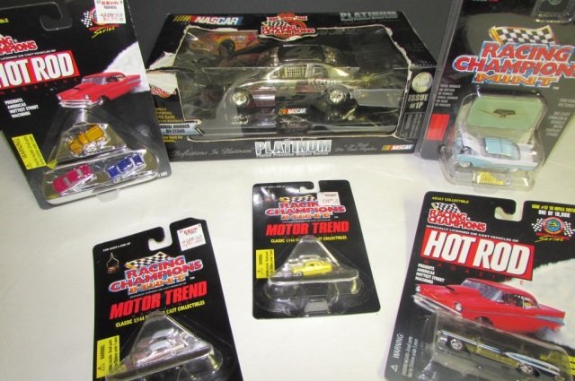 RACING CHAMPIONS COLLECTIBLE CARS (6): ORIGINAL PACKAGING NASCAR, HOT ROD, MOTOR TREND, MINT DIE CAST VEHICLES