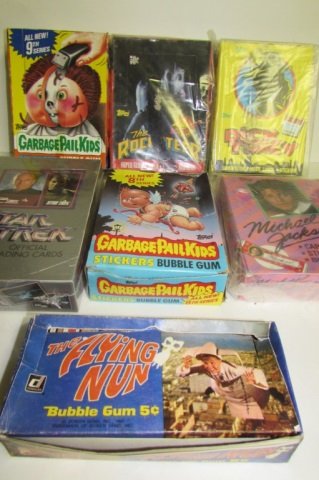 VINTAGE STICKERS CARDS & GUM THE ROCKETEER (2): THE ROCKETEER (2) GARBAGEPAIL KIDS STAR TREK OFFICIAL TRADING CARDS THE FLYING NUN Box, inside this one is vintage valentines cards! DICK TRACY MOVIE CARD BOX ORIGINAL CARDS MICHEAL JACKSON CARDS STIC